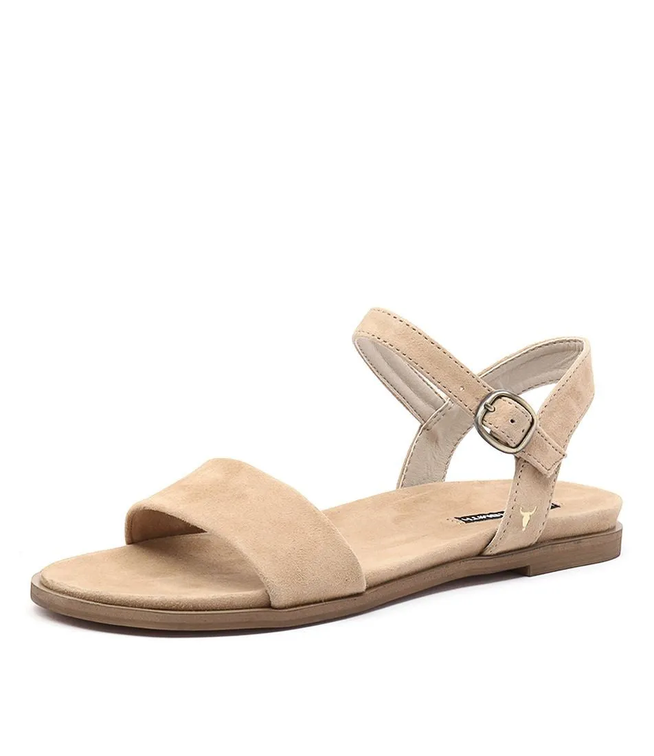 Windsor Smith WOMENS BAE CAMEL SUEDE LEATHER SANDALS