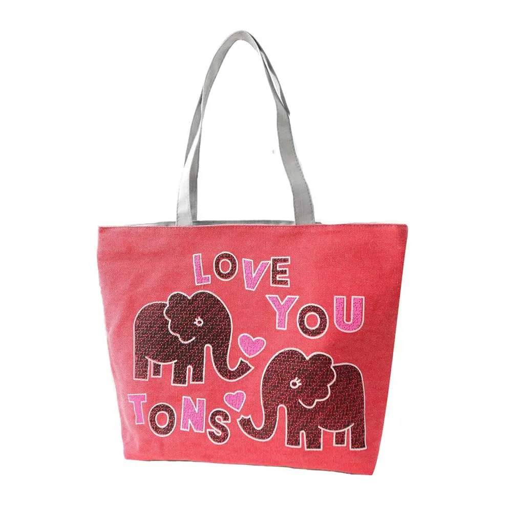 Women Girl Elephant Print Bags Shoulder Bag Handbag Casual Tote Shopping Bags Big Size HandBags