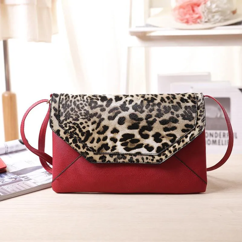 Women Handbag Leopard Printed Envelope Satchel Cross Body Shoulder Bags Handbags