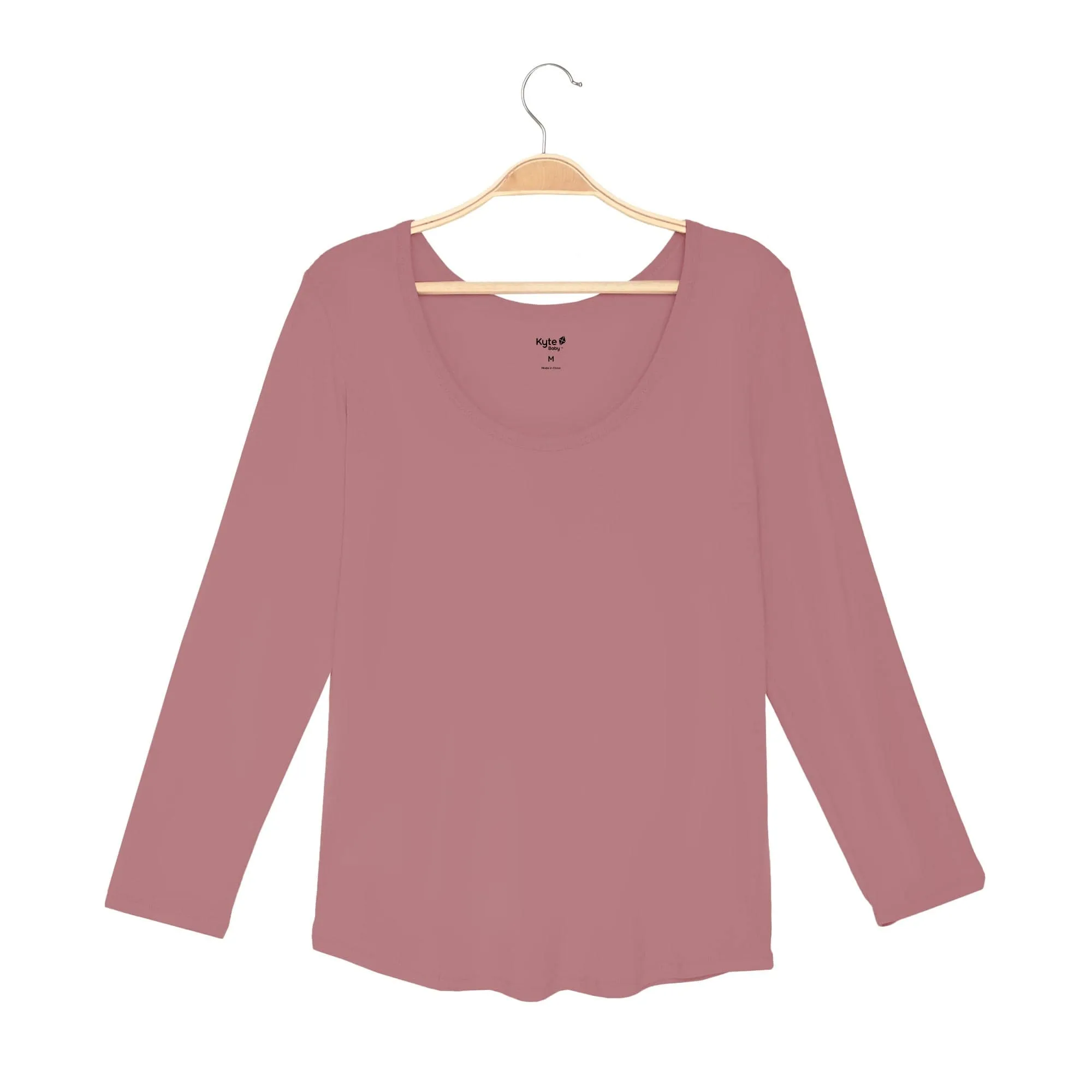 Women's Long Sleeve Scoop Neck Tee in Dusty Rose