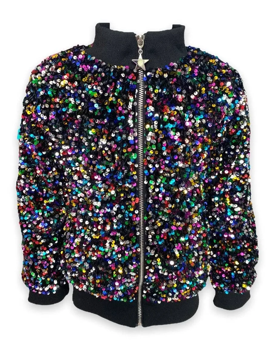 Women's Shimmering Stardust Sequin Bomber