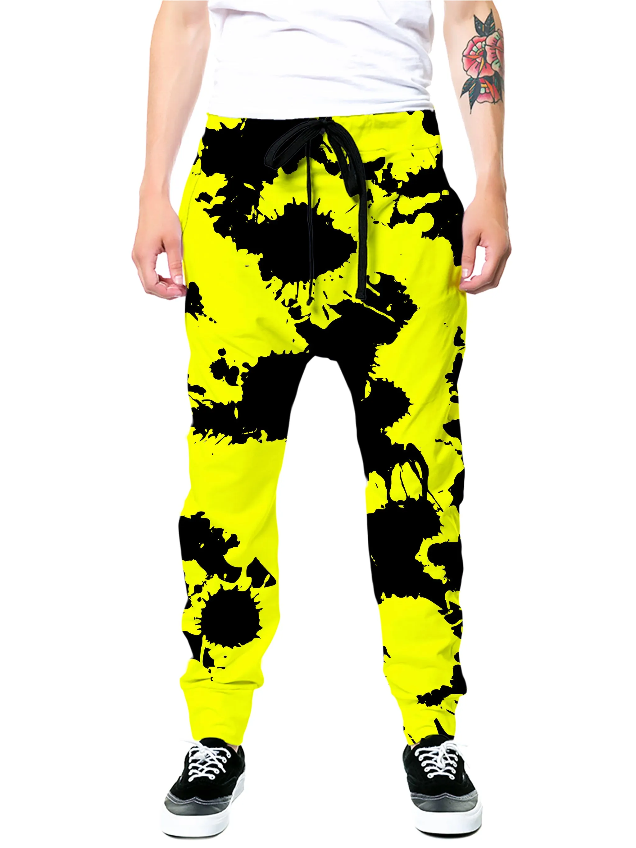 Yellow and Black Paint Splatter T-Shirt and Joggers Combo