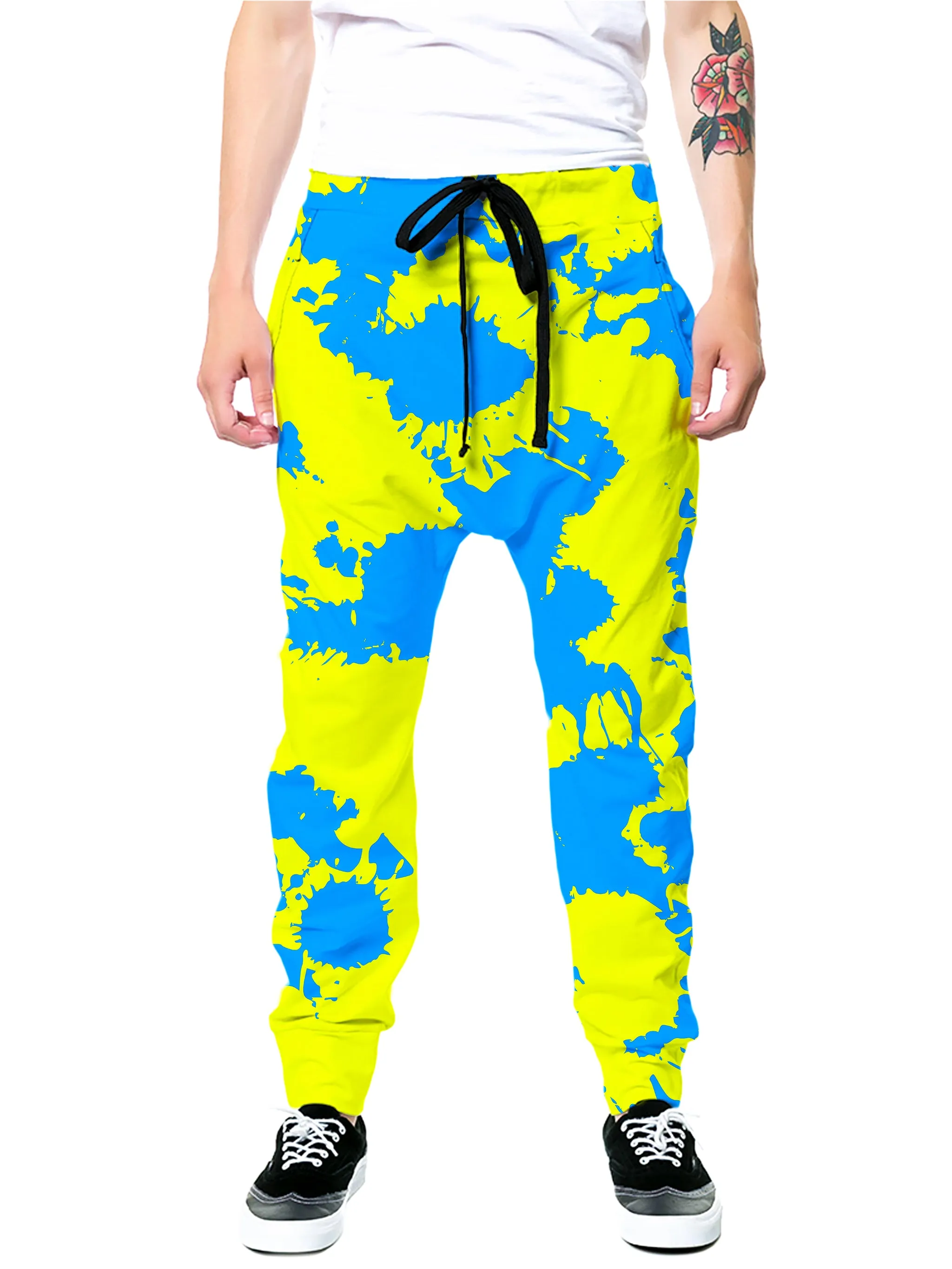 Yellow and Blue Paint Splatter Hoodie and Joggers Combo