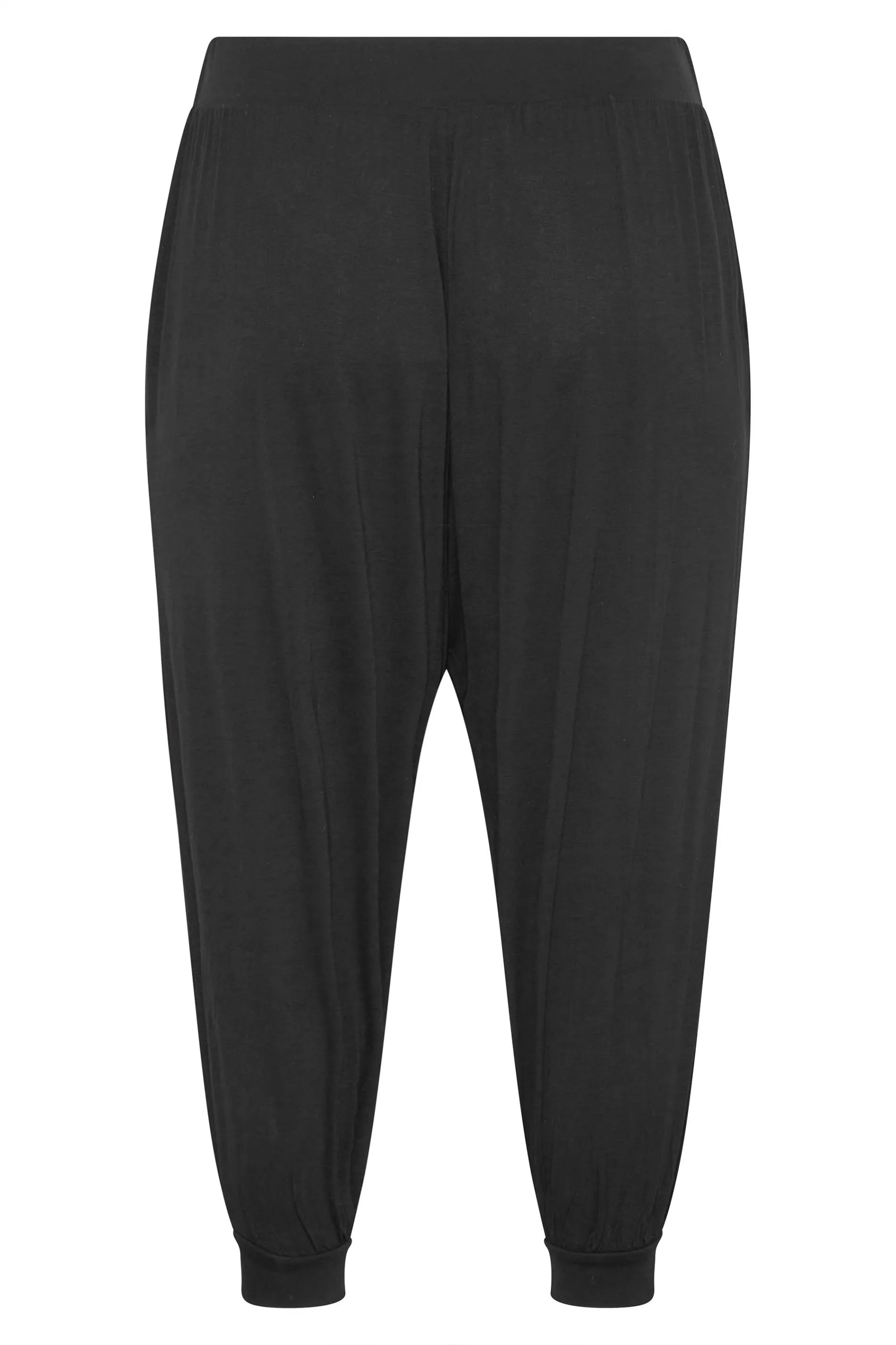 YOURS Curve Black Cropped Jersey Harem Joggers