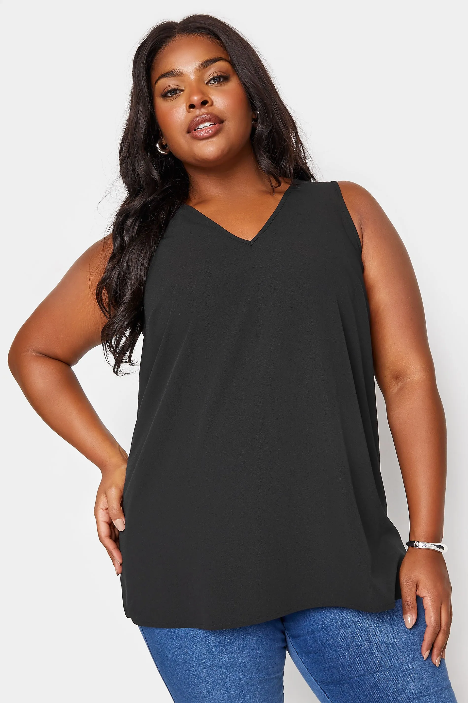 YOURS Curve Black V-Neck Vest Top