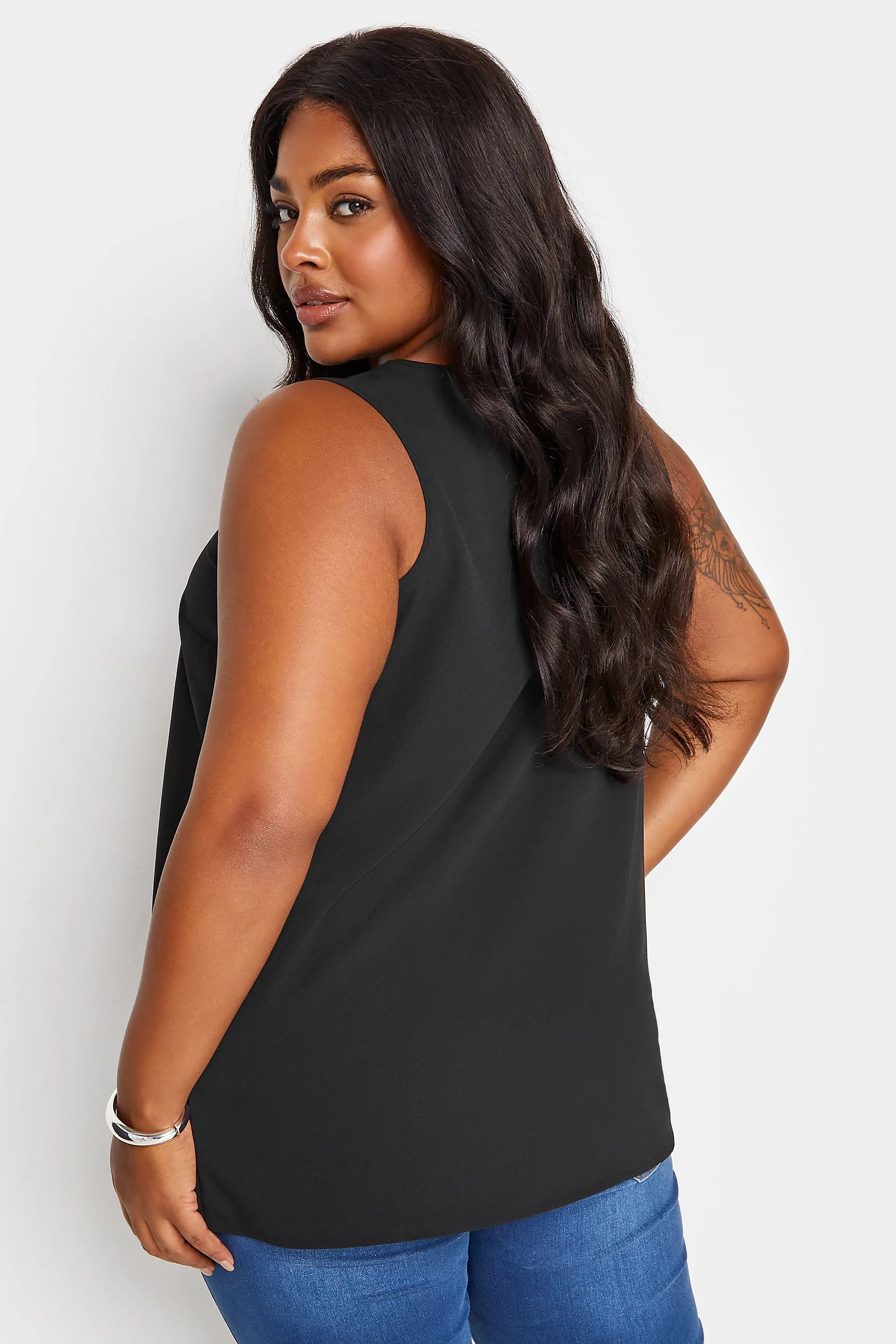 YOURS Curve Black V-Neck Vest Top