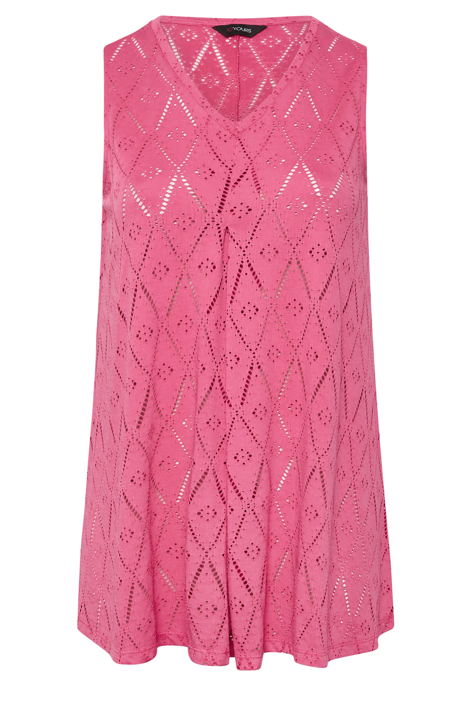 YOURS Curve Pink Broderie Anglaise Swing Vest Top