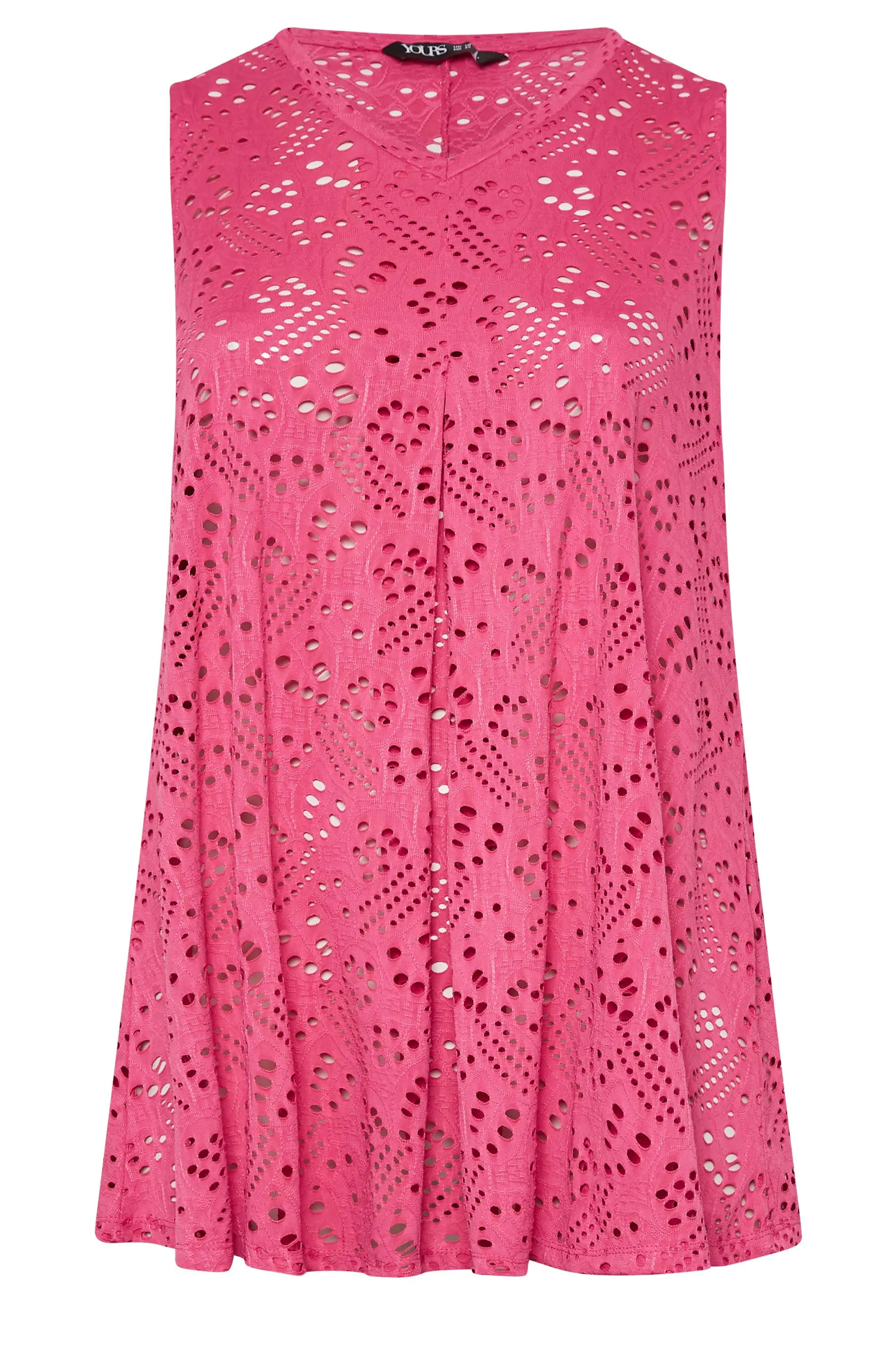 YOURS Curve Pink Broderie Swing Vest Top