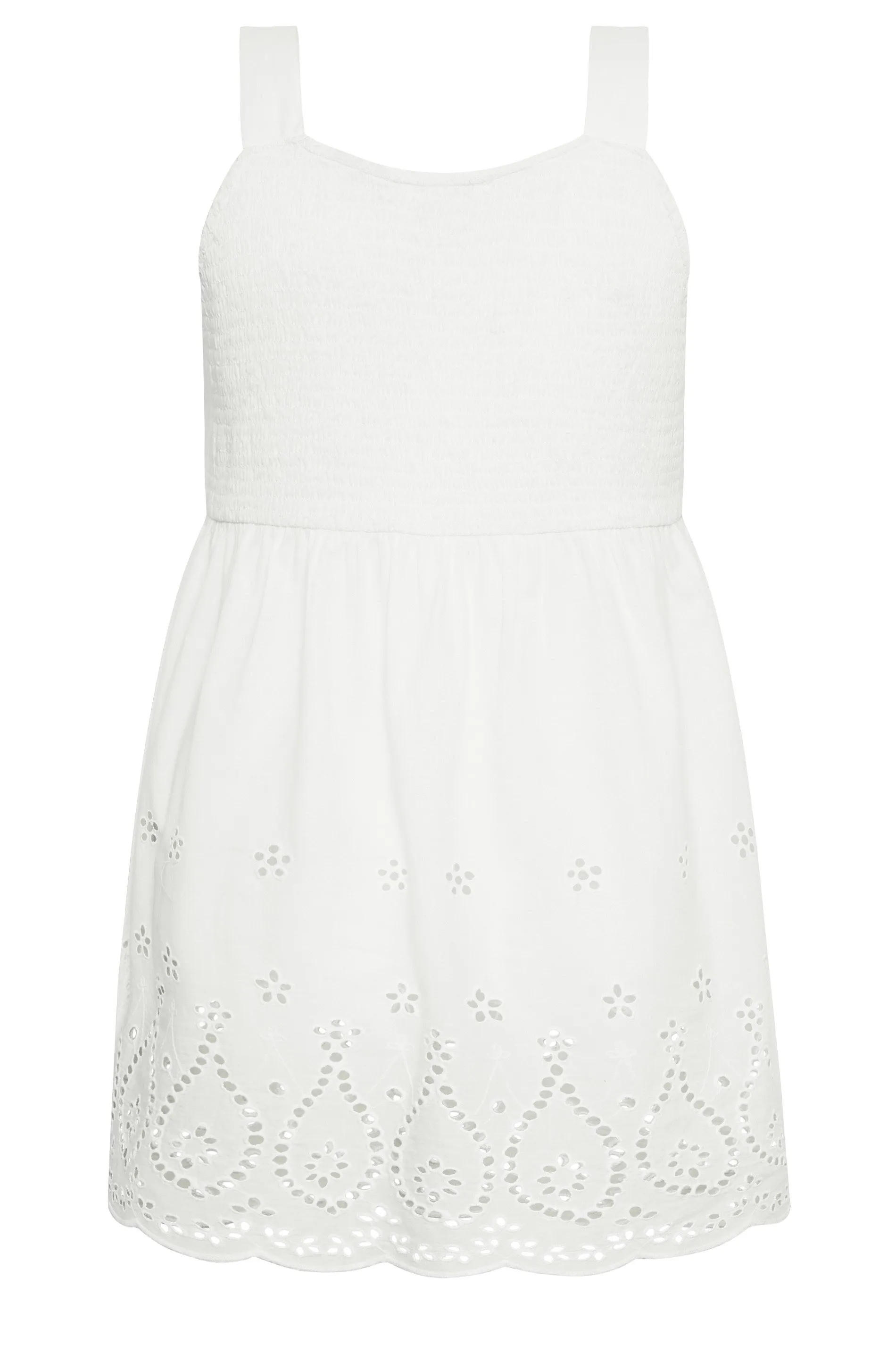 YOURS Curve White Broderie Anglaise Vest Top