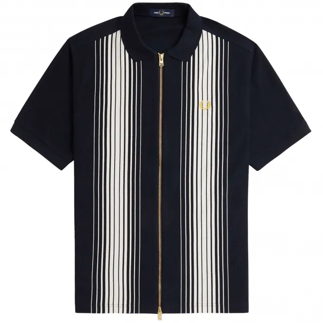 Zip Through Polo Shirt - Navy